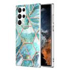 For Samsung Galaxy S23 Ultra 5G Electroplating IMD Splicing Dual-side Marble TPU Phone Case(Blue) - 1