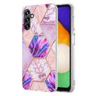 For Samsung Galaxy A14 5G Electroplating IMD Splicing Dual-side Marble TPU Phone Case(Light Purple) - 1
