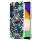 For Samsung Galaxy A14 5G Electroplating IMD Splicing Dual-side Marble TPU Phone Case(Blue Green) - 1