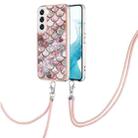 For Samsung Galaxy S23 5G Electroplating IMD TPU Phone Case with Lanyard(Pink Scales) - 1