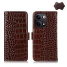 For OPPO Reno9 / Reno9 Pro Crocodile Top Layer Cowhide Leather Phone Case(Brown) - 1