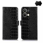 For OPPO Reno9 Pro+ Crocodile Top Layer Cowhide Leather Phone Case(Black) - 1