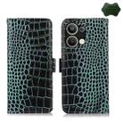 For OPPO Reno9 Pro+ Crocodile Top Layer Cowhide Leather Phone Case(Green) - 1