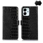 For Honor 80 SE Crocodile Top Layer Cowhide Leather Phone Case(Black) - 1