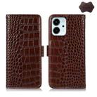 For Honor 80 SE Crocodile Top Layer Cowhide Leather Phone Case(Brown) - 1