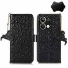 For OPPO Reno9 Pro+ Ostrich Pattern Genuine Leather RFID Phone Case(Black) - 1