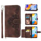 For Realme 10 4G Skin-feel Flowers Embossed Wallet Leather Phone Case(Brown) - 1