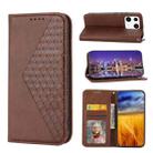 For Xiaomi 13 Cubic Grid Calf Texture Magnetic Leather Phone Case(Brown) - 1