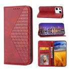 For Xiaomi 13 Pro Cubic Grid Calf Texture Magnetic Leather Phone Case(Red) - 1