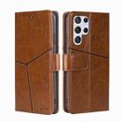 For Samsung Galaxy S23 Ultra 5G Geometric Stitching Horizontal Flip Leather Phone Case(Light Brown) - 1