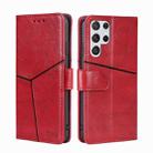 For Samsung Galaxy S23 Ultra 5G Geometric Stitching Horizontal Flip Leather Phone Case(Red) - 1