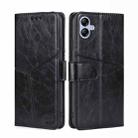 For Samsung Galaxy A04E Geometric Stitching Horizontal Flip Leather Phone Case(Black) - 1