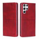 For Samsung Galaxy S23 Ultra 5G Cow Texture Magnetic Horizontal Flip Leather Phone Case(Red) - 1