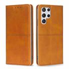 For Samsung Galaxy S23 Ultra 5G Cow Texture Magnetic Horizontal Flip Leather Phone Case(Light Brown) - 1