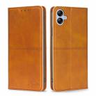 For Samsung Galaxy A04E Cow Texture Magnetic Horizontal Flip Leather Phone Case(Light Brown) - 1