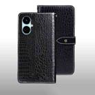 For Tecno Camon 19 idewei Crocodile Texture Leather Phone Case(Black) - 1