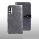 For Tecno Pova 3 idewei Crocodile Texture Leather Phone Case(Grey) - 1