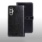 For Tecno Pova 3 idewei Crocodile Texture Leather Phone Case(Black) - 1