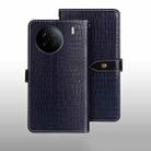 For vivo X90 idewei Crocodile Texture Leather Phone Case(Dark Blue) - 1