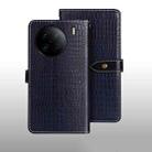 For vivo X90 Pro idewei Crocodile Texture Leather Phone Case(Dark Blue) - 1