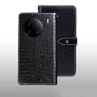 For vivo X90 Pro+ idewei Crocodile Texture Leather Phone Case(Black) - 1