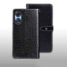 For OPPO A58 5G idewei Crocodile Texture Leather Phone Case(Black) - 1