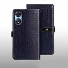 For OPPO A58 5G idewei Crocodile Texture Leather Phone Case(Dark Blue) - 1