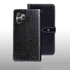 For Realme 10 5G idewei Crocodile Texture Leather Phone Case(Black) - 1