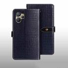 For Realme 10 5G idewei Crocodile Texture Leather Phone Case(Dark Blue) - 1