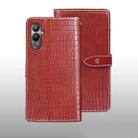 For Tecno Pova 4 idewei Crocodile Texture Leather Phone Case(Red) - 1