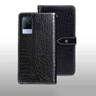 For vivo V21s idewei Crocodile Texture Leather Phone Case(Black) - 1