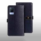 For vivo V21s idewei Crocodile Texture Leather Phone Case(Dark Blue) - 1