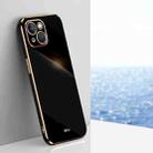 For iPhone 14 XINLI Straight 6D Plating Gold Edge TPU Shockproof Case(Black) - 1