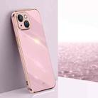For iPhone 14 XINLI Straight 6D Plating Gold Edge TPU Shockproof Case(Cherry Purple) - 1