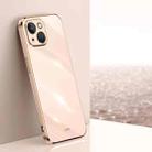 For iPhone 14 Plus XINLI Straight 6D Plating Gold Edge TPU Shockproof Case(Pink) - 1