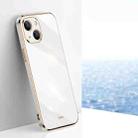 For iPhone 13 XINLI Straight 6D Plating Gold Edge TPU Shockproof Case(White) - 1