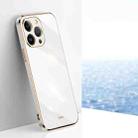 For iPhone 13 Pro XINLI Straight 6D Plating Gold Edge TPU Shockproof Case(White) - 1
