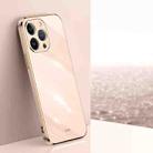 For iPhone 13 Pro XINLI Straight 6D Plating Gold Edge TPU Shockproof Case(Pink) - 1
