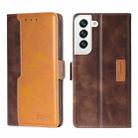 For Samsung Galaxy S23 5G Contrast Color Side Buckle Leather Phone Case(Dark Brown+Gold) - 1