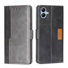 For Samsung Galaxy A04E Contrast Color Side Buckle Leather Phone Case(Black+Grey) - 1