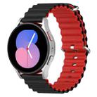 22mm Universal Ocean Style Silicone Two Color Watch Band(Black Red) - 1