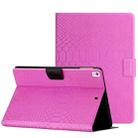 For iPad 10.2 / 10.5 Solid Color Crocodile Texture Leather Smart Tablet Case(Rose Red) - 1