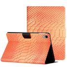 For iPad mini 6 Solid Color Crocodile Texture Leather Smart Tablet Case(Orange) - 1