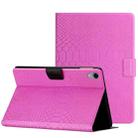 For iPad mini 6 Solid Color Crocodile Texture Leather Smart Tablet Case(Rose Red) - 1