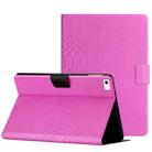 For iPad mini 5/4/3/2/1 Solid Color Crocodile Texture Leather Smart Tablet Case(Rose Red) - 1