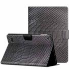 For Amazon Kindle Fire HD 8 2020 Solid Color Crocodile Texture Leather Smart Tablet Case(Black) - 1