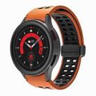 For Samsung Galaxy Watch5 Pro Double-row Hole Folding Buckle Silicone Watch Band(Orange Black) - 1