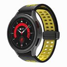 For Samsung Galaxy Watch5 Pro Double-row Hole Folding Buckle Silicone Watch Band(Black Yellow) - 1