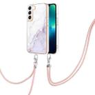 For Samsung Galaxy S23 5G Electroplating Marble Dual-side IMD TPU Phone Case with Lanyard(White 006) - 1