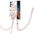 For Samsung Galaxy S23 Ultra 5G Splicing Marble Flower IMD TPU Phone Case with Lanyard(Crown) - 1